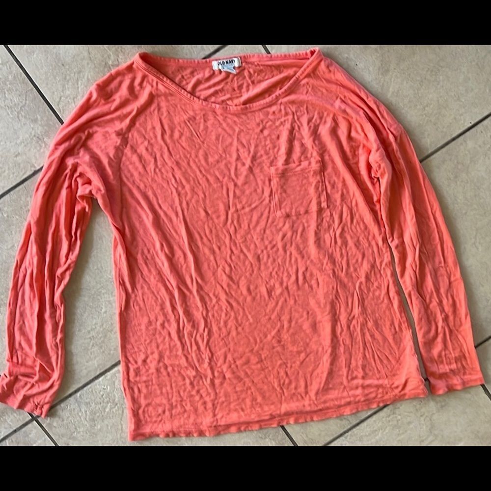 Long sleeve T Shirt• OLD NAVY•CORAL•sz M
